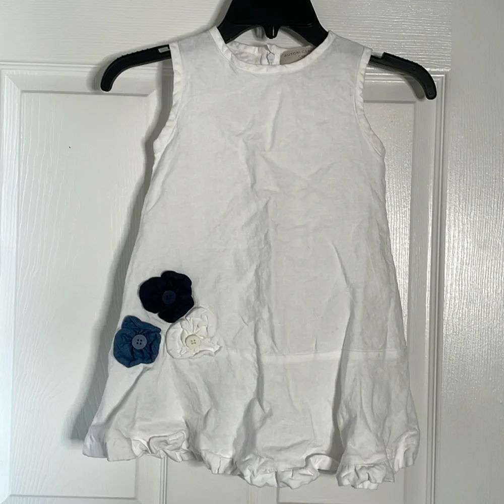 Girls autori capresi linen floral ruffle dress